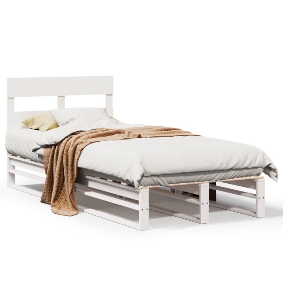 Cadre de lit sans matelas blanc 90x200 cm bois de pin massif