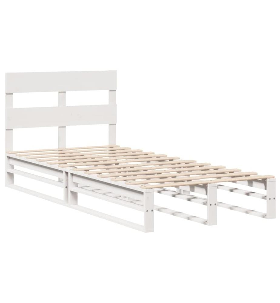 Cadre de lit sans matelas blanc 90x200 cm bois de pin massif