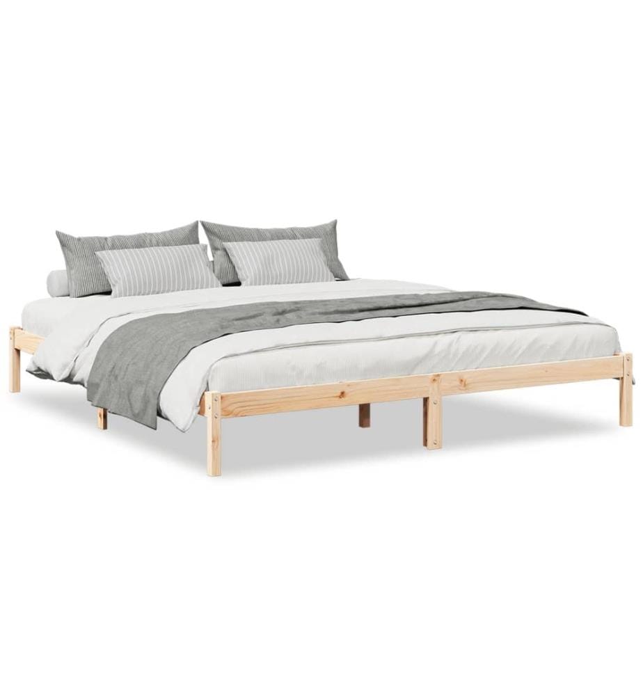Cadre de lit extra long sans matelas 200x210 cm bois massif pin