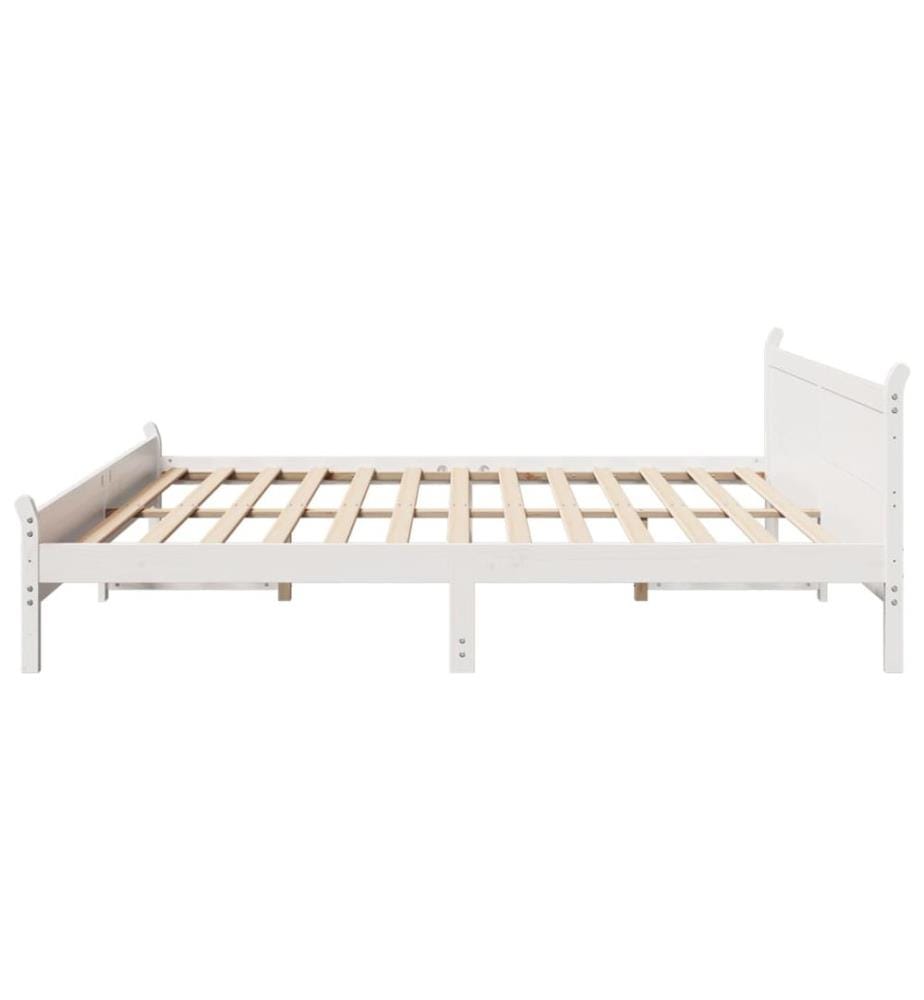 Cadre de lit sans matelas blanc 180x200 cm bois massif de pin