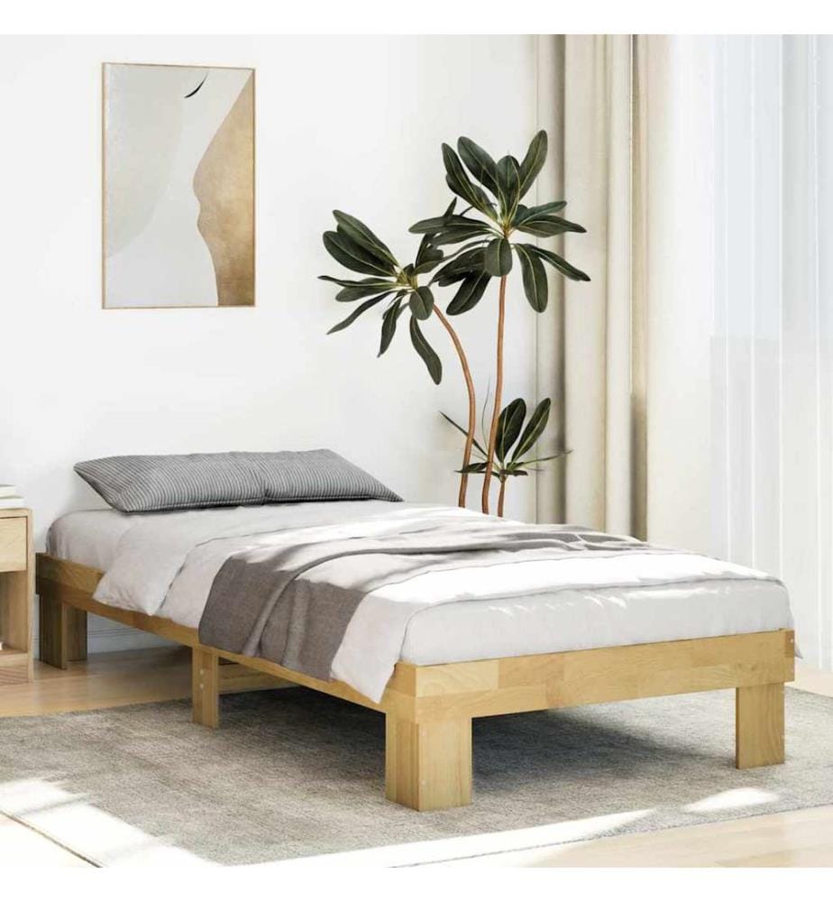 Cadre de lit sans matelas 80x200 cm bois massif de chêne