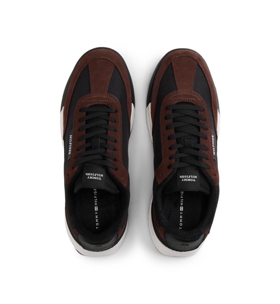 Baskets Retro en daim mélangé crantées - Noir & Marron