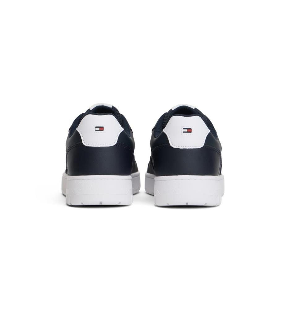 Scarpe da ginnastica basse in pelle con strisce - Navy