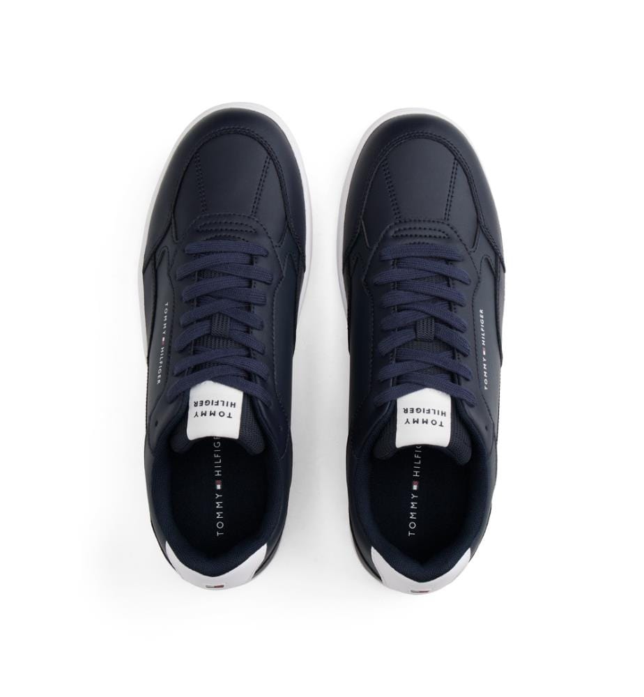 Scarpe da ginnastica basse in pelle con strisce - Navy