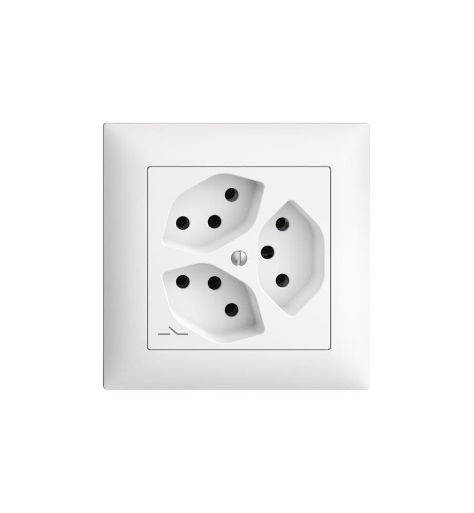FELLER - EDIZIOdue Prises encastrées EDIZIOdue, 3xT13, blanc Kit complet avec cadre