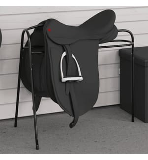 Porte-selle à 3 pieds autoportant noir fer