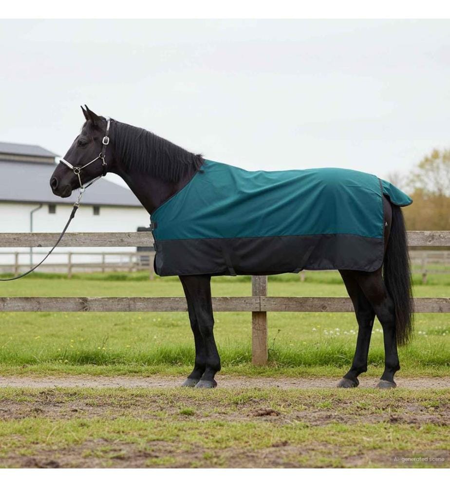 Pferdedecke Dunkelgrün und Schwarz 85 cm Polyester