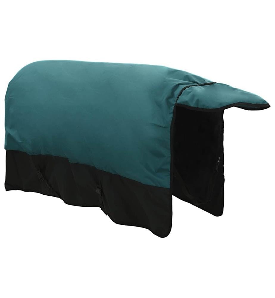 Pferdedecke Dunkelgrün und Schwarz 155 cm Polyester