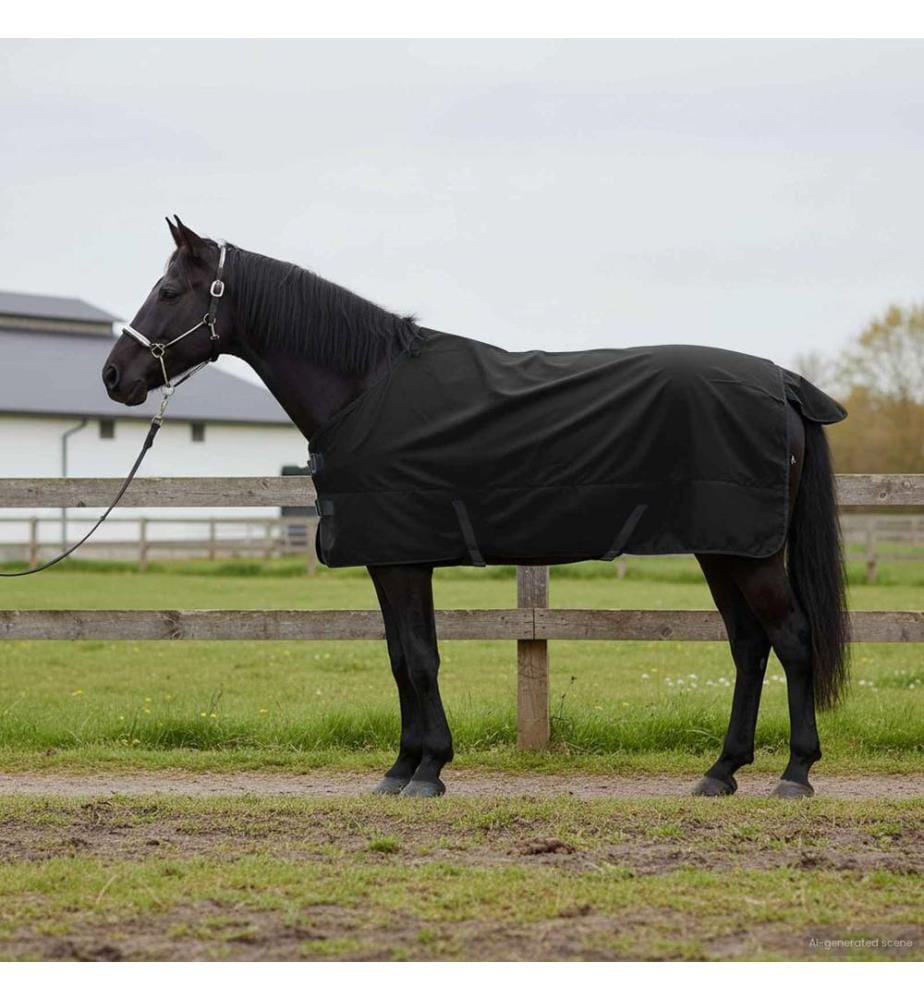 Pferdedecke Dunkelgrün und Schwarz 155 cm Polyester