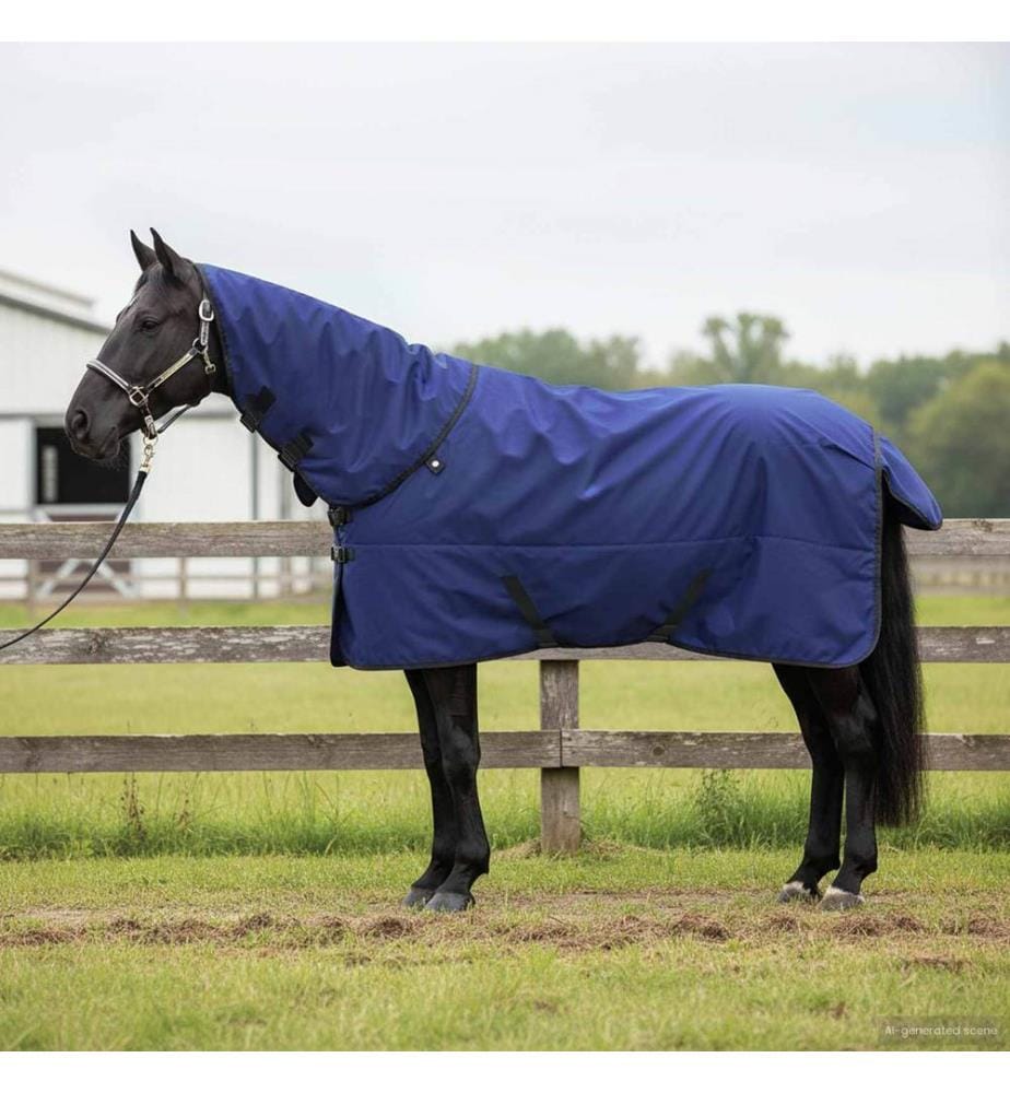 Pferdedecke Dunkelgrün und Schwarz 135 cm Polyester