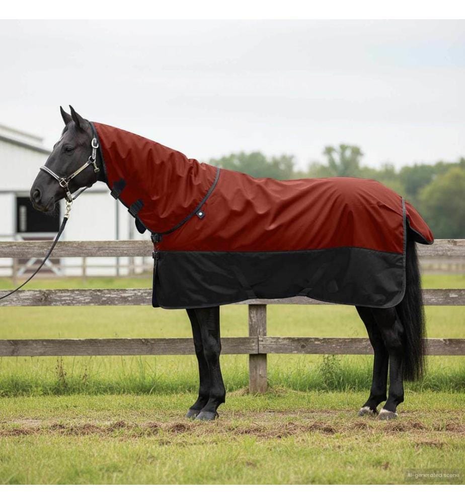 Pferdedecke Dunkelgrün und Schwarz 165 cm Polyester