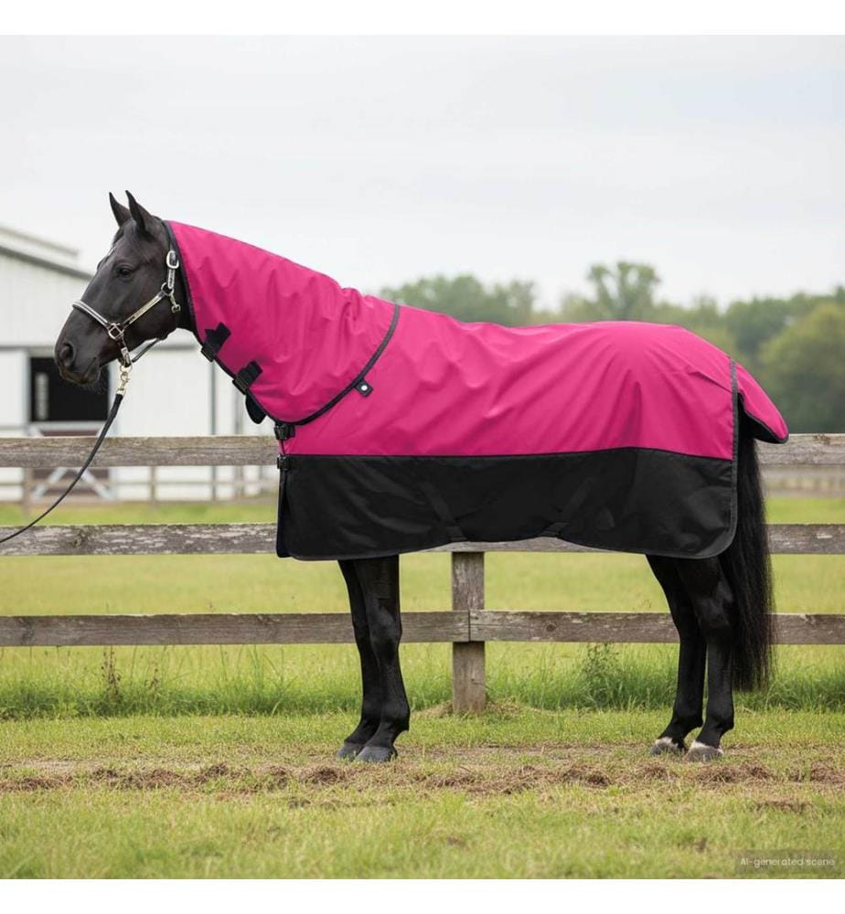 Couverture Équine Rose et Noir 165 cm Polyester