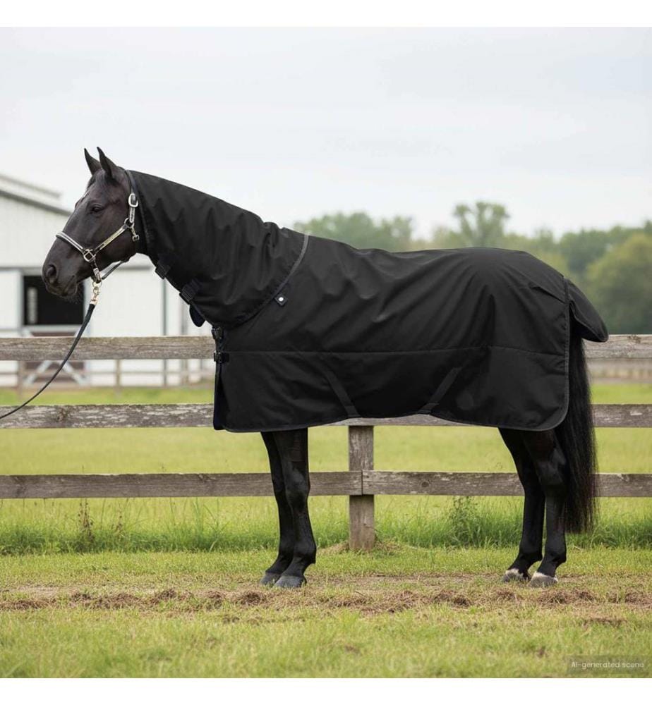Pferdedecke Dunkelgrün und Schwarz 85 cm Polyester