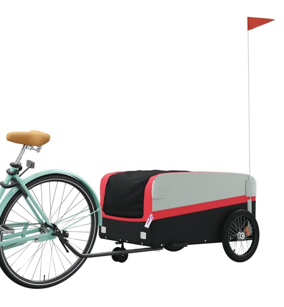 Remorque de vélo noir et rouge 45 kg fer