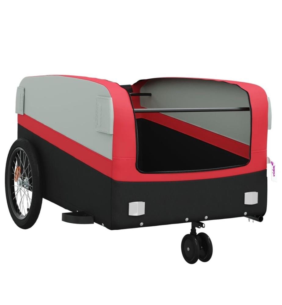 Remorque de vélo noir et rouge 45 kg fer