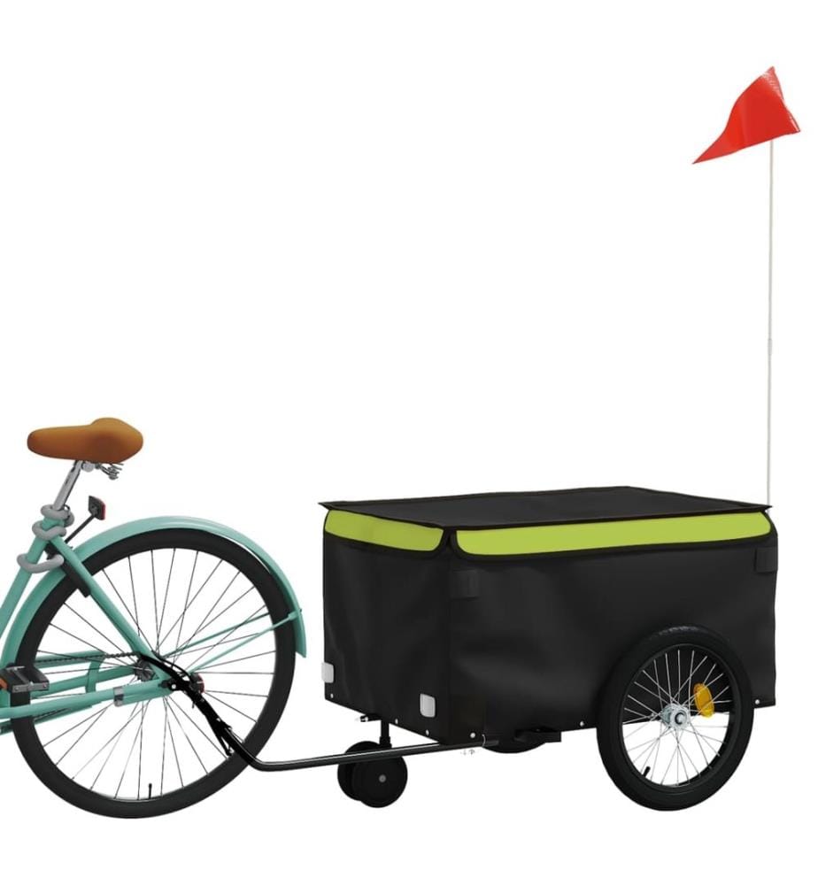 Remorque de vélo noir et vert 30 kg fer