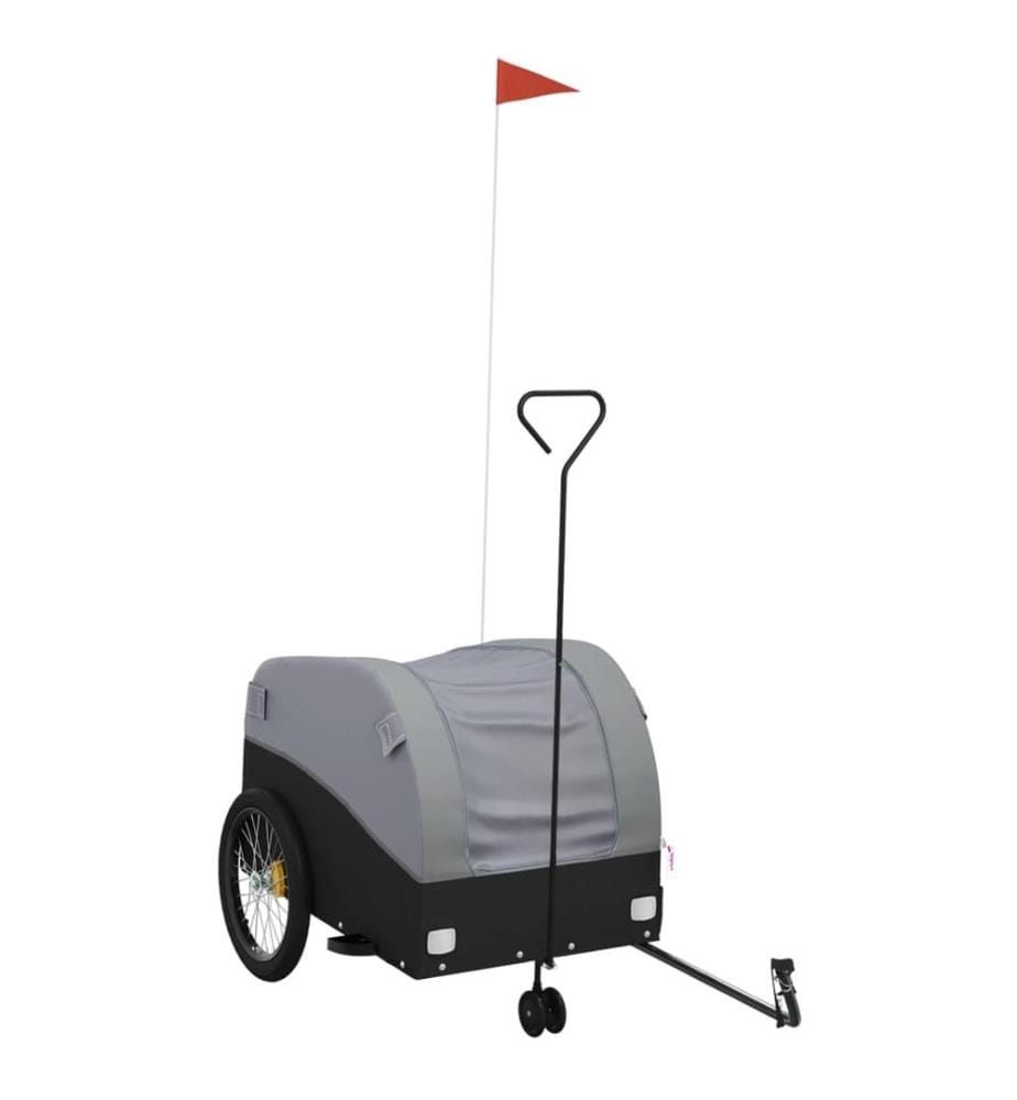 Fahrradanhänger Schwarz und Grau 45 kg Eisen