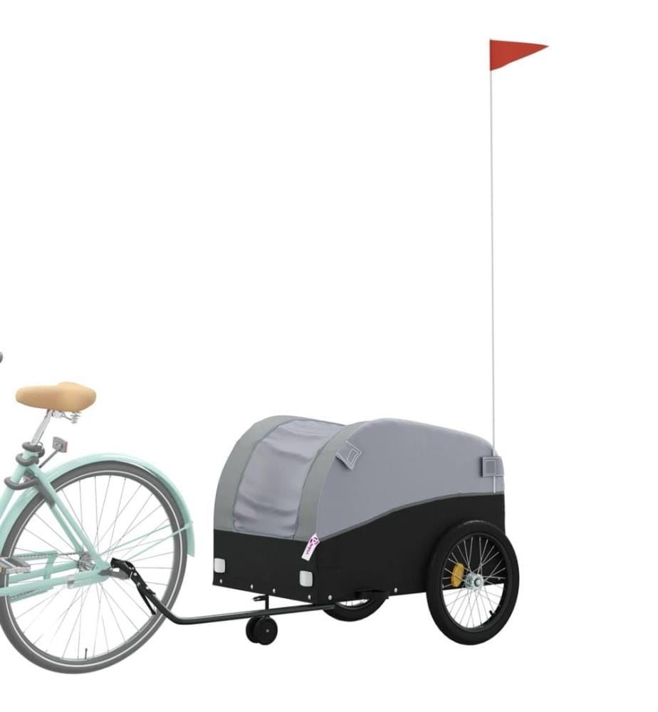 Fahrradanhänger Schwarz und Grau 45 kg Eisen