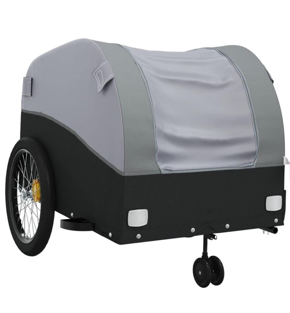 Fahrradanhänger Schwarz und Grau 45 kg Eisen