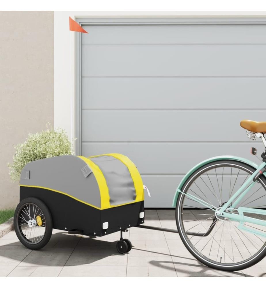 Remorque de vélo noir et jaune 45 kg fer