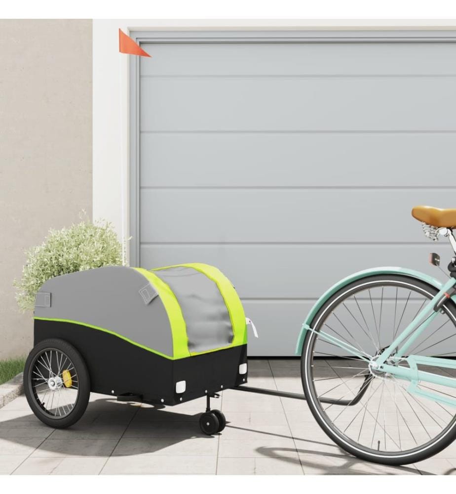 Remorque de vélo noir et vert 45 kg fer
