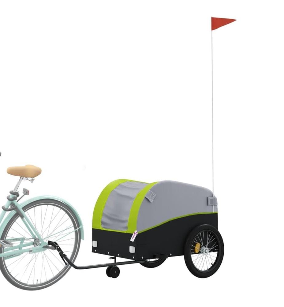 Remorque de vélo noir et vert 45 kg fer