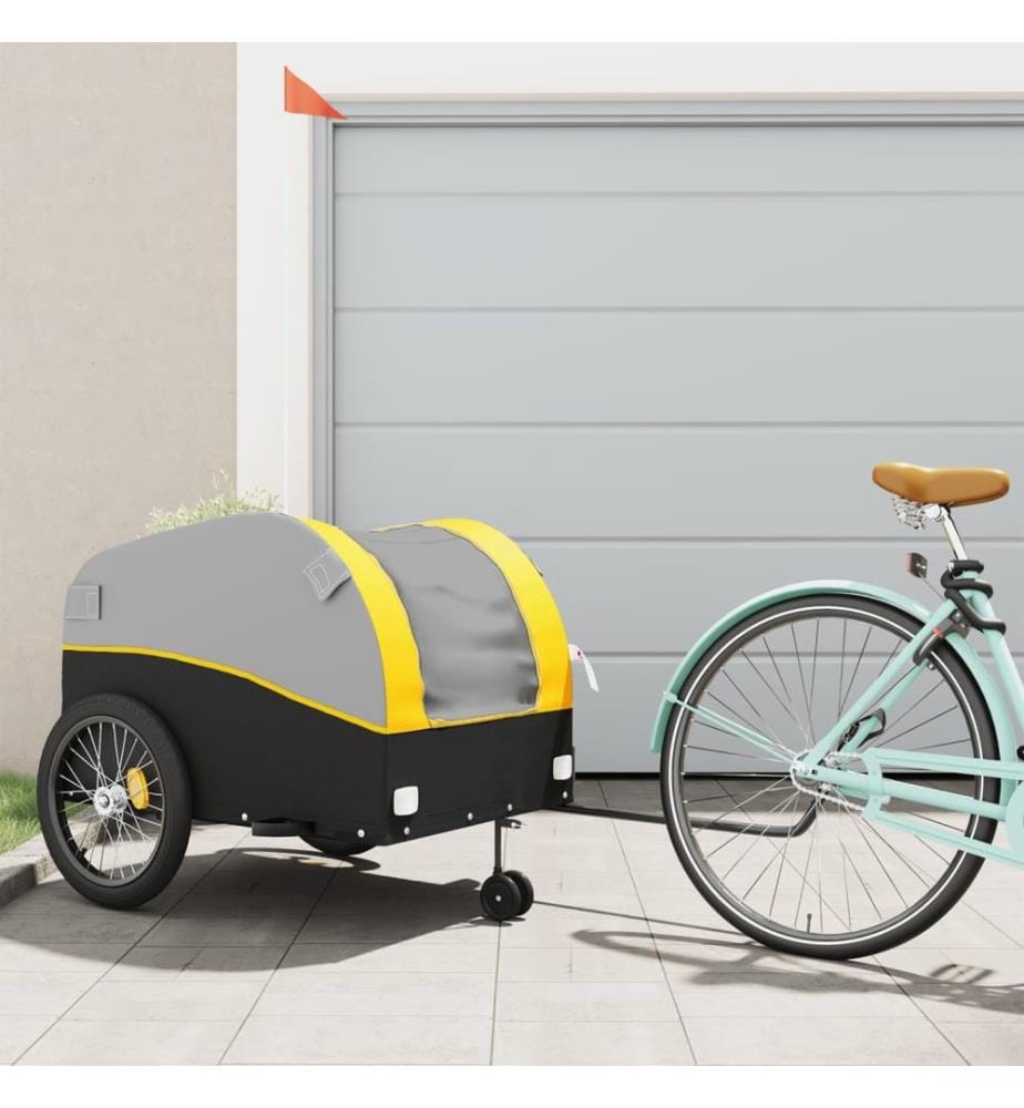 Remorque de vélo noir et jaune 45 kg fer