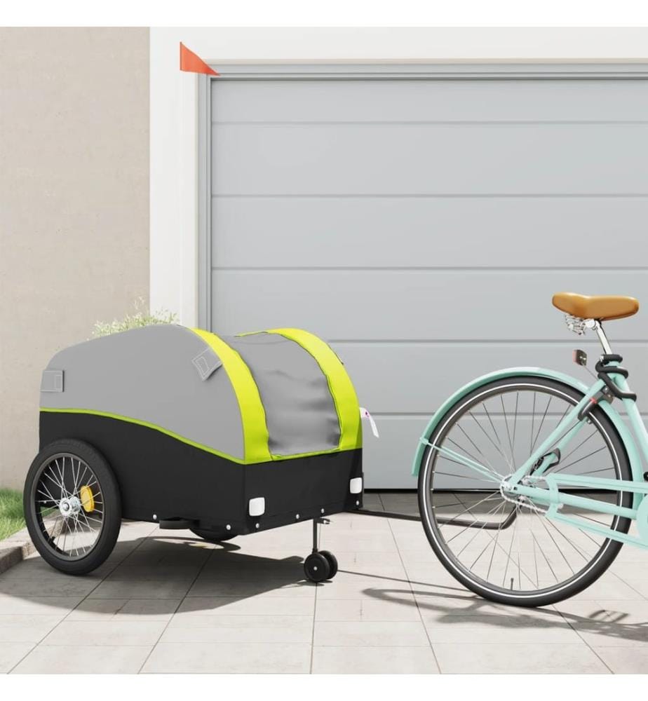 Remorque de vélo noir et vert 45 kg fer
