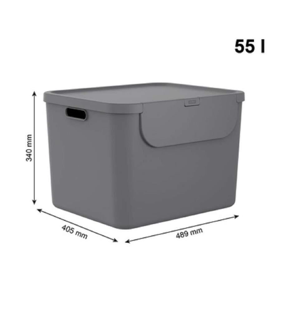 2er-Set Körbe 55 l mit Deckel – Anthrazit