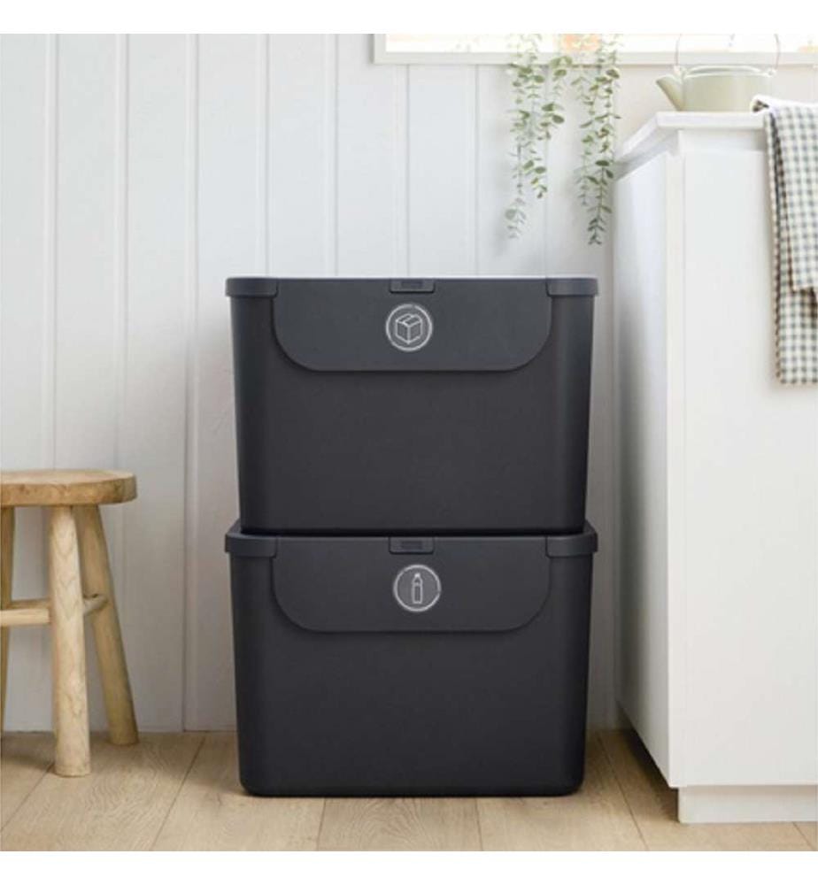 2er-Set Körbe 55 l mit Deckel – Anthrazit