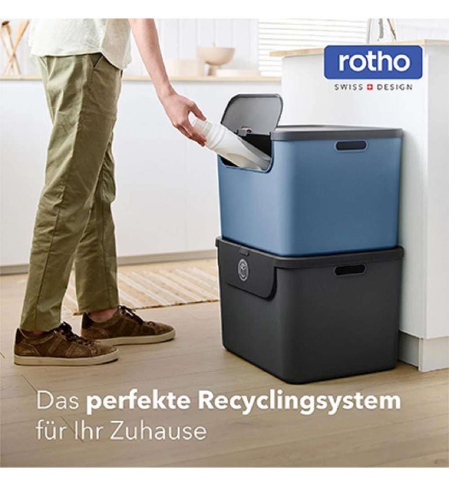 2er-Set Körbe 55 l mit Deckel – Horizontblau & Anthrazit