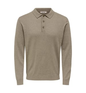 Polo-Shirt aus Strick - Desert Taupe Melange