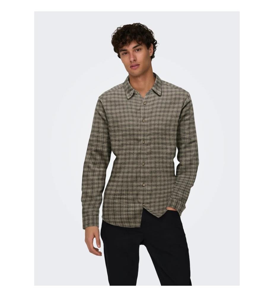 Checked flannel shirt – Walnut