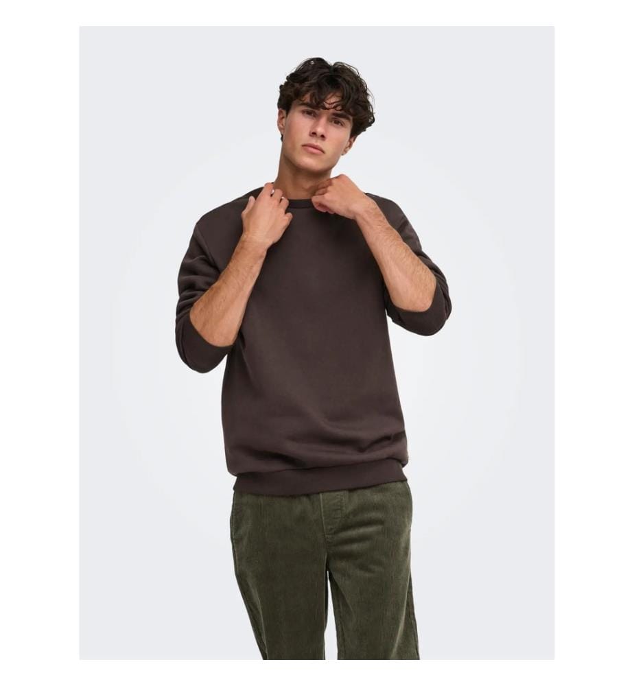 Sweatshirt mit Rundhalsausschnitt aus Fleece – Coffee Bean
