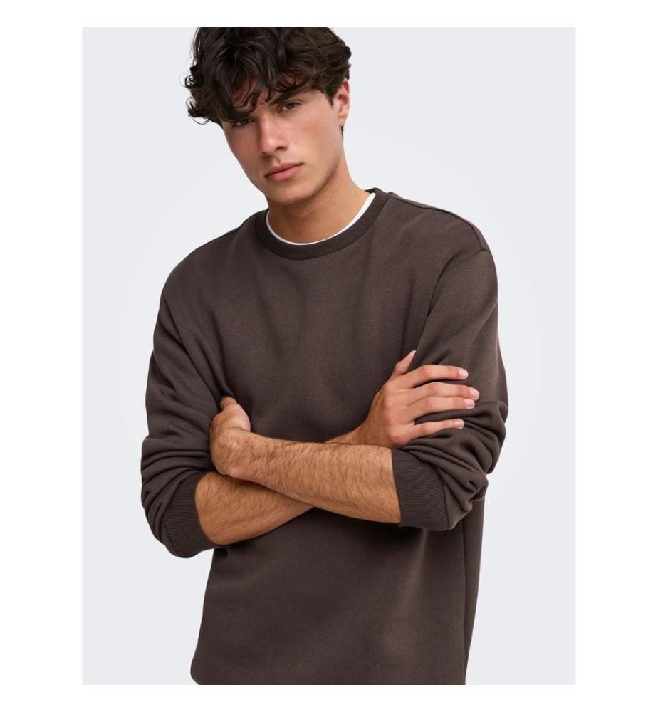 Sweatshirt mit Rundhalsausschnitt aus Fleece – Coffee Bean
