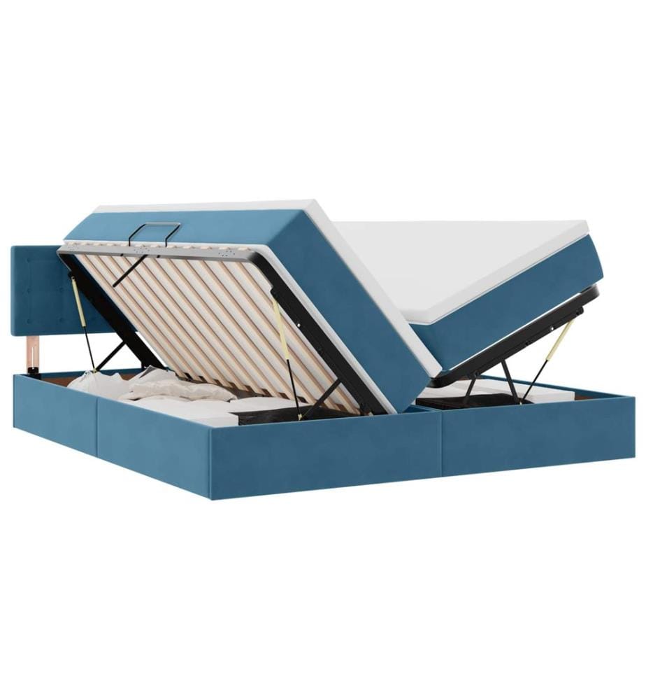 Bett mit LED-Lichtleisten Dunkelblau 180 x 200 cm Samt