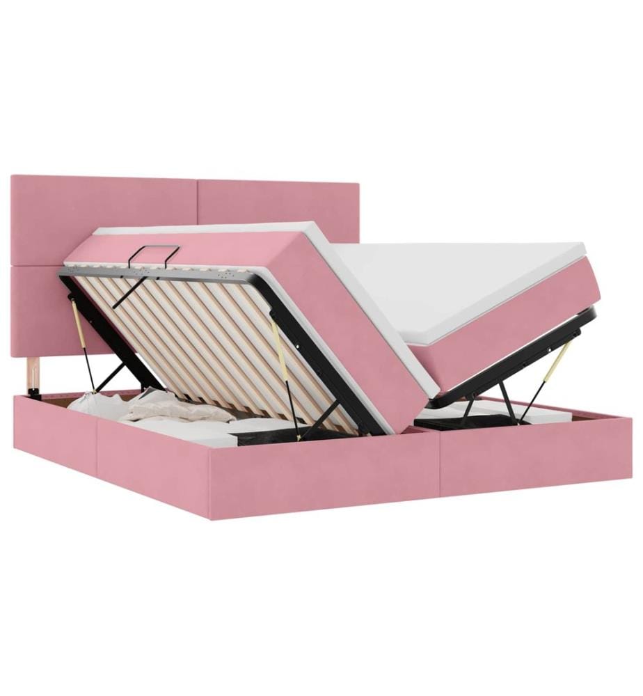 Bett mit LED-Lichtleisten mit Kopfteil Rosa 180 x 200 cm Samt