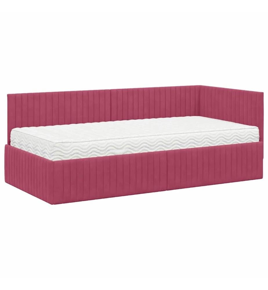Cadre de lit d'angle avec matelas 2 pcs Vert Velours