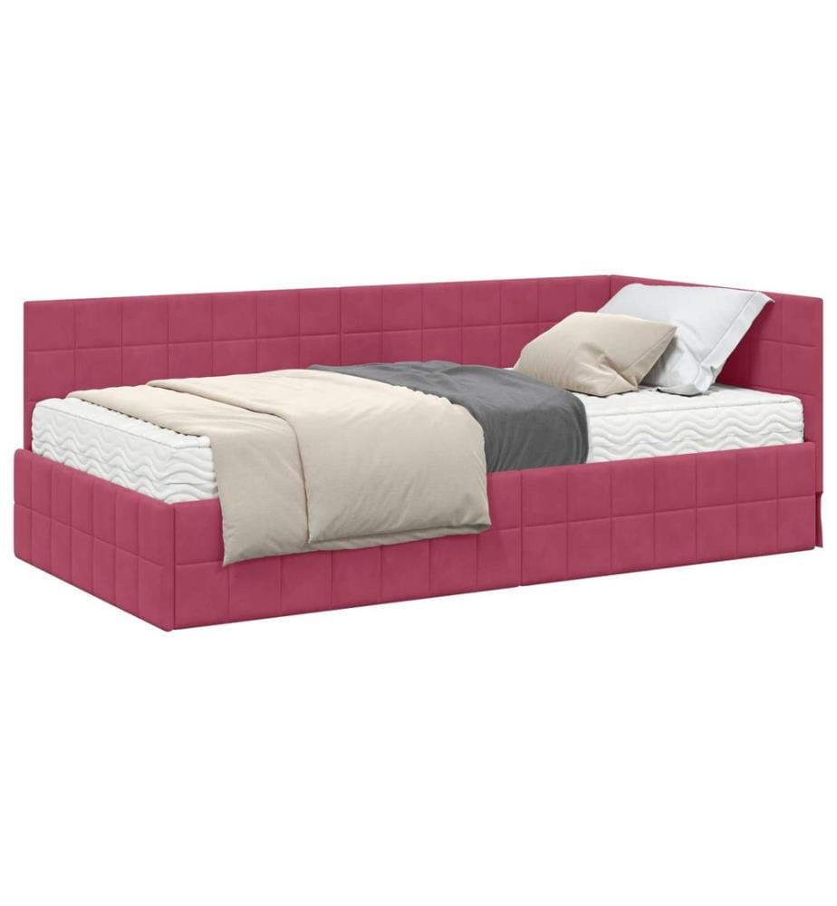 Cadre de lit d'angle avec matelas 2 pcs Vert Velours