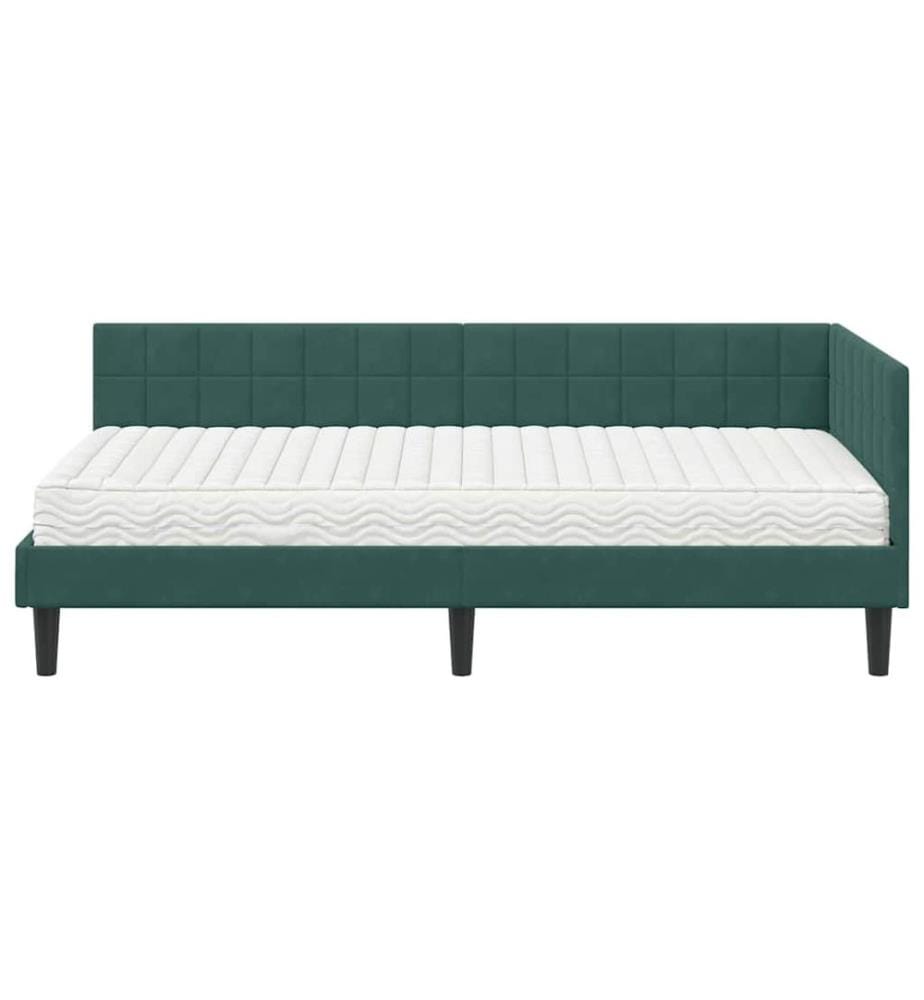 Cadre de lit d'angle avec matelas 2 pcs Vert Velours