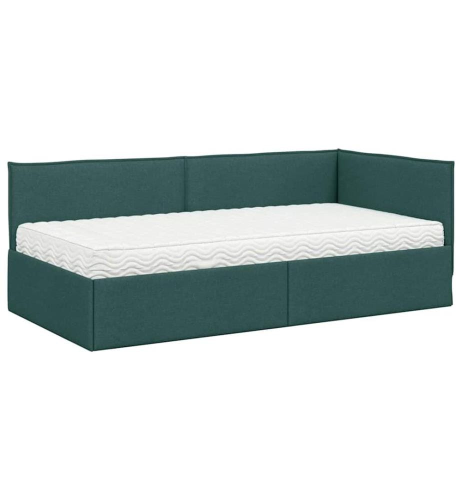 Cadre de lit d'angle avec matelas 2 pcs Vert Velours