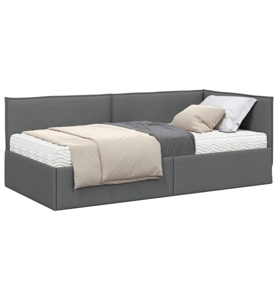 Cadre de lit d'angle avec matelas 2 pcs Gris Velours
