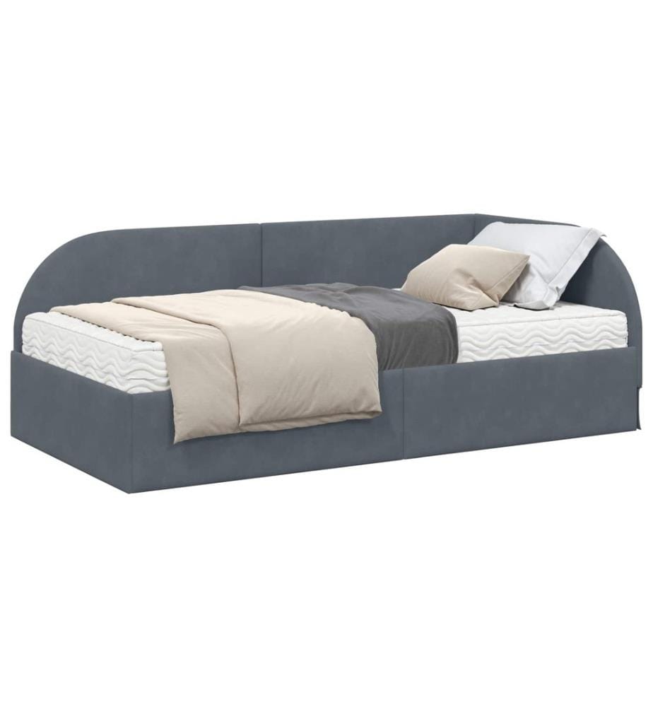 Cadre de lit d'angle avec matelas 2 pcs Gris Velours