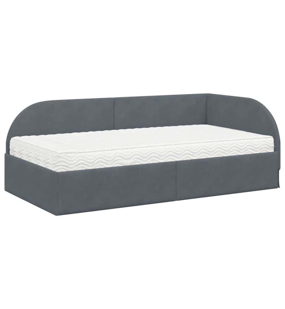Cadre de lit d'angle avec matelas 2 pcs Gris Velours