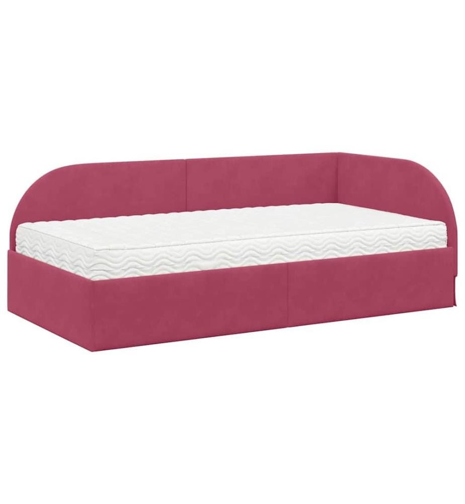 Cadre de lit d'angle avec matelas 2 pcs Rouge Velours