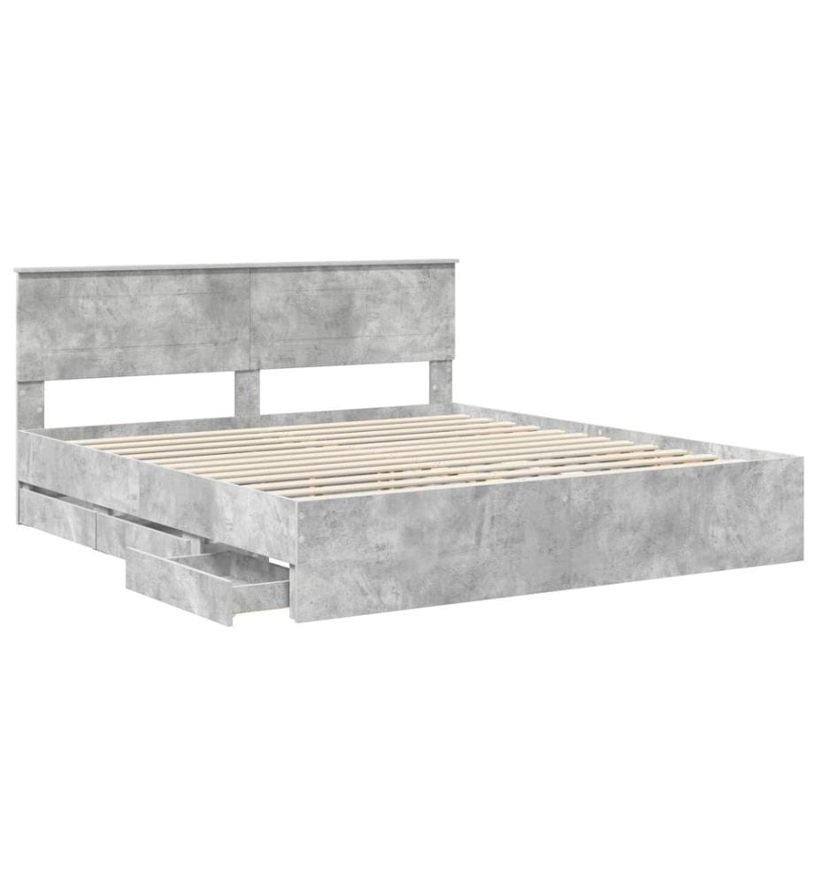 Cadre de lit Gris béton 180 x 200 cm Bois Ingénierie
