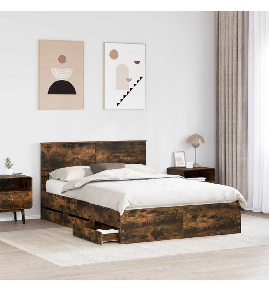 Bettrahmen Geräucherte Eiche 160 x 200 cm Ingenieurs Holz