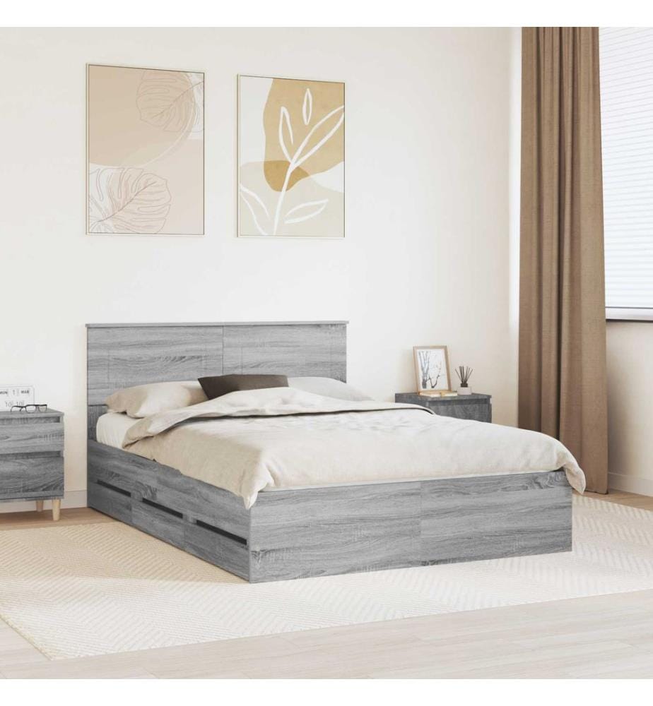 Cadre de lit Gris Sonoma 160 x 200 cm Bois Ingénierie
