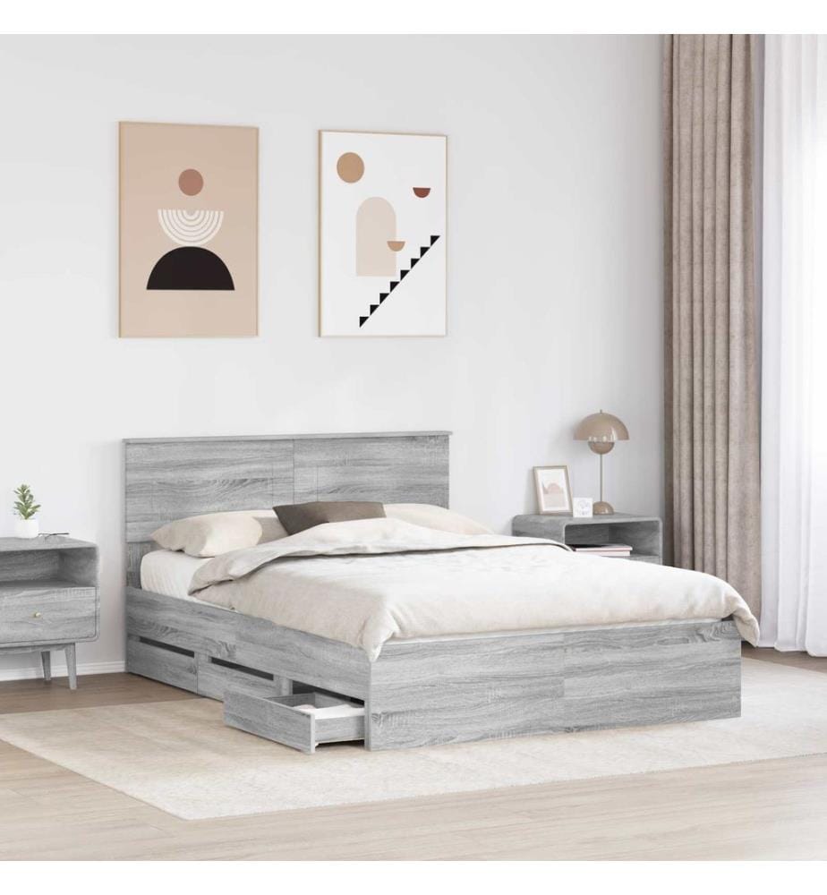 Cadre de lit Gris Sonoma 150 x 200 cm Bois Ingénierie