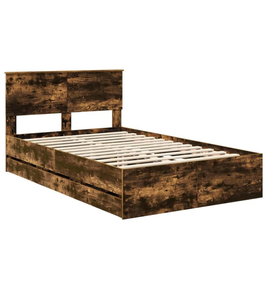 Bettrahmen Geräucherte Eiche 135 x 190 cm Ingenieurs Holz